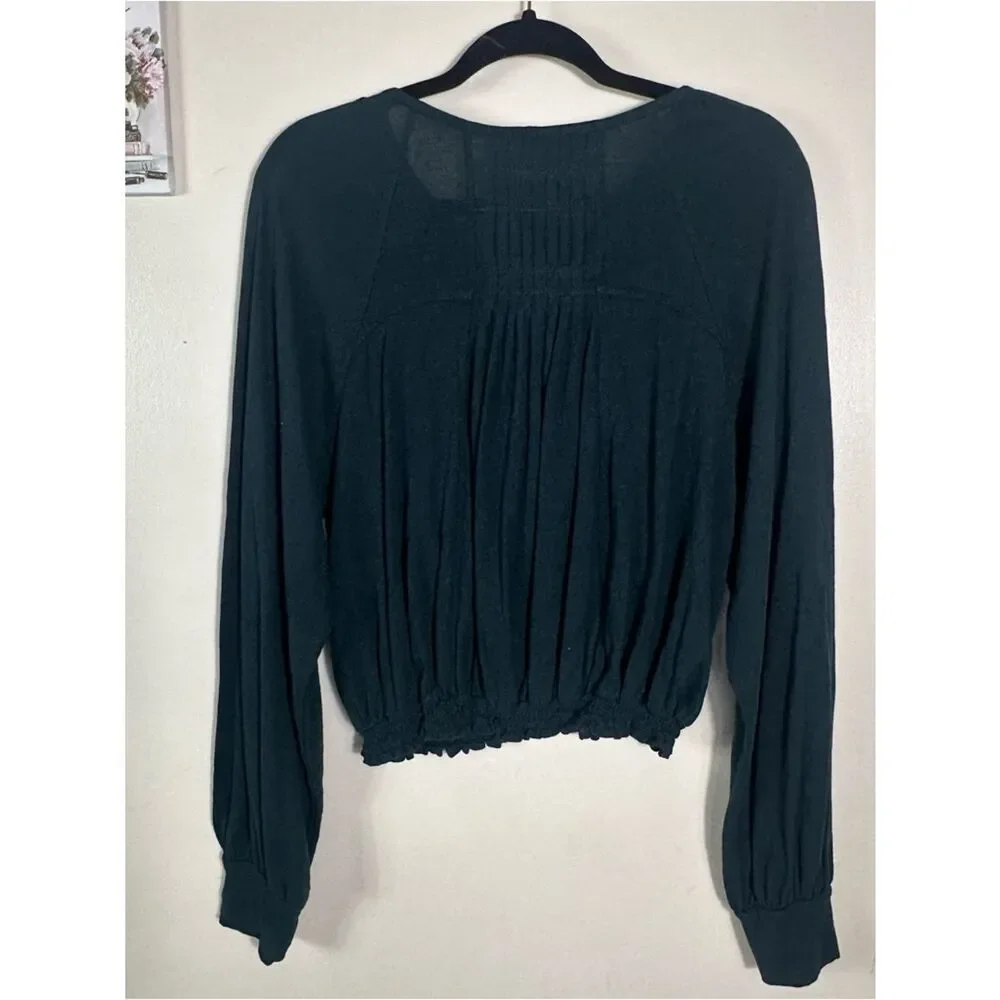 Free People Dream Lagoon Button-Front Blouse in Teal